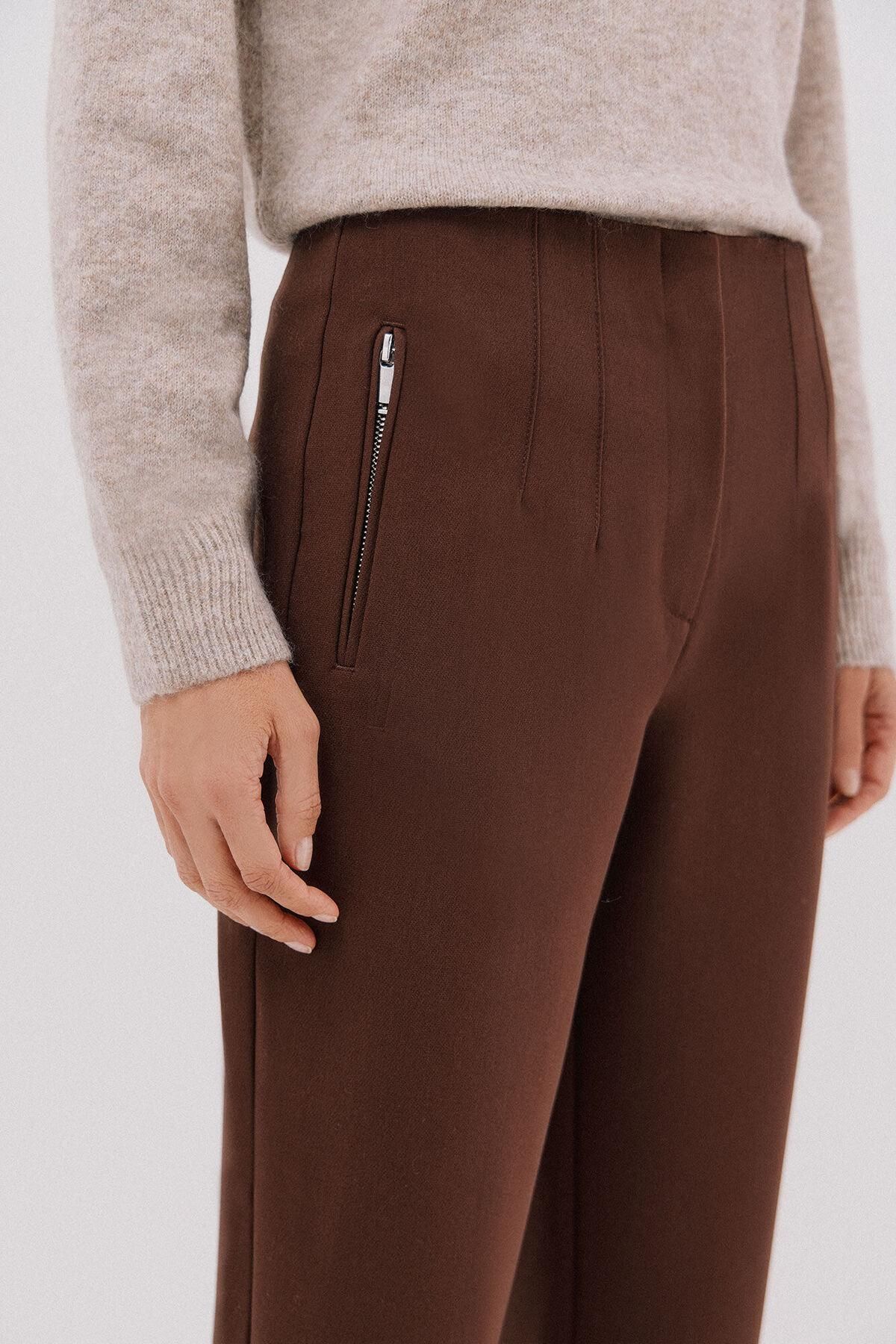 꼬르떼피엘 하이웨이스트 슬림핏 슬랙스 팬츠 6142022 MARRON OSCURO - 상세 이미지 4