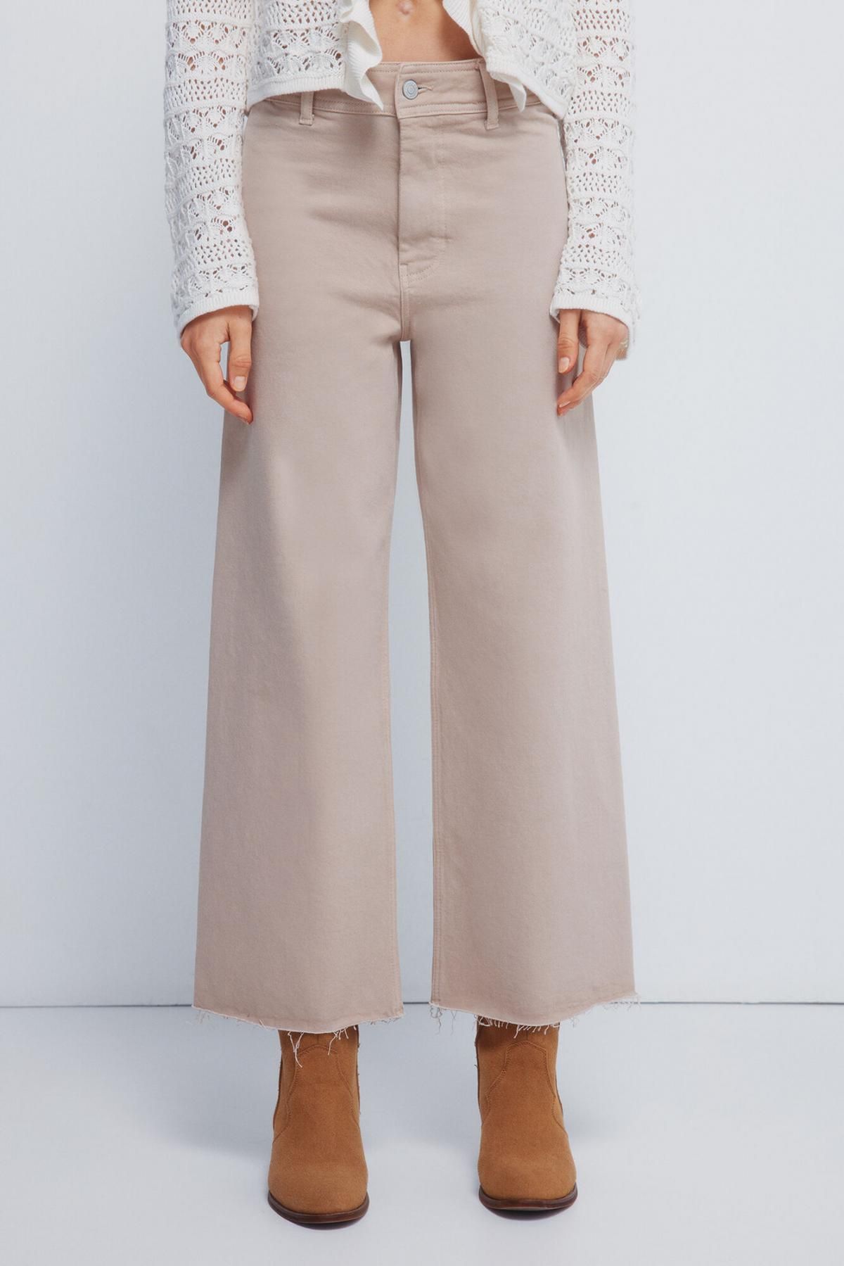 스프링필드 트렌디 하이웨이스트 와이드 팬츠 베이지 6832076 BEIGE - 상품 이미지