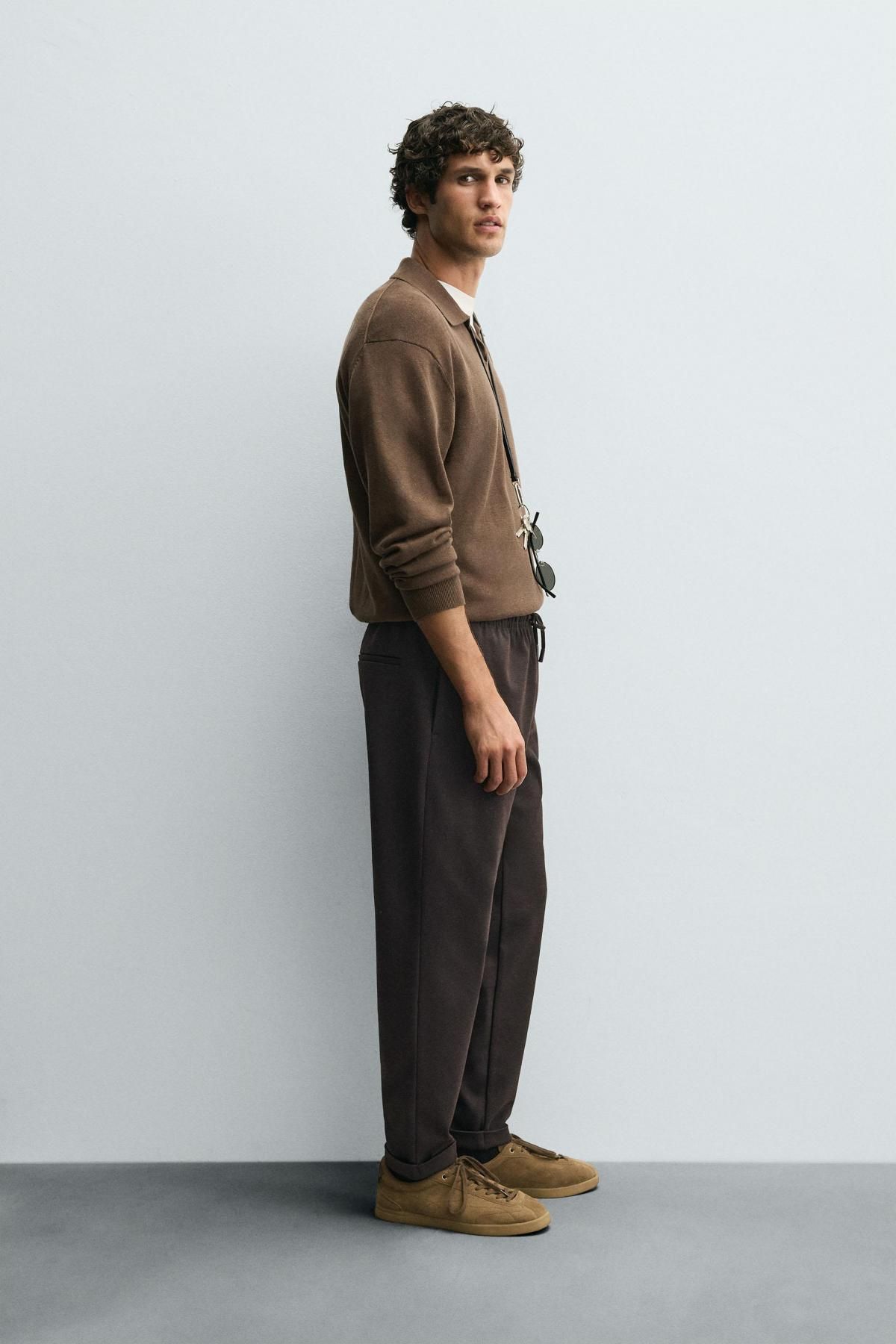 자라 이지케어 테크니컬 조거 웨이스트 팬츠 0706/870 BROWN - 상세 이미지 5