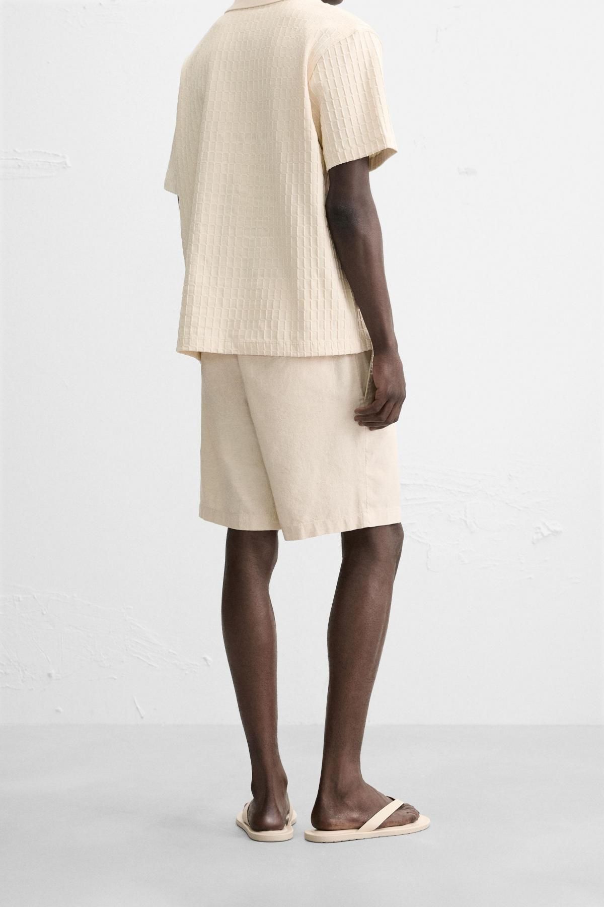 자라 베이직 코튼리넨 반바지 4391/305 LIGHT BEIGE - 상세 이미지 4