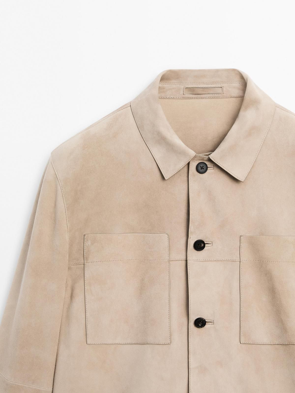 마시모두띠 스웨이드 가죽 버튼 오버셔츠 3365/597 LIGHT BEIGE 이미지 7