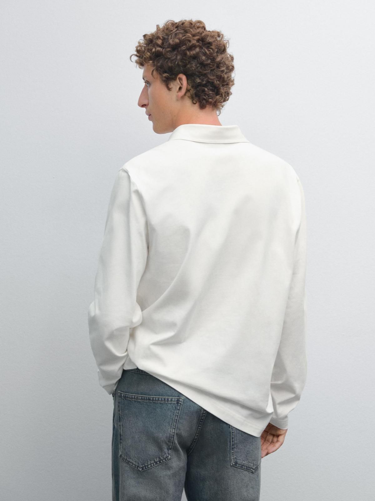 마시모두띠 베이직 코튼 긴팔 폴로셔츠 0625/152 OFF WHITE - 상세 이미지 3