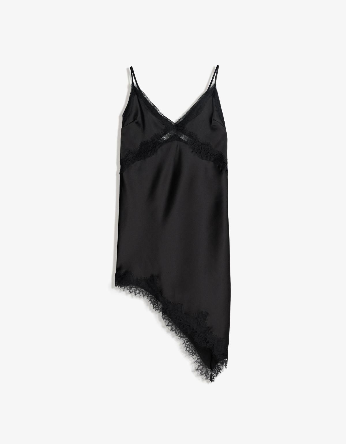 버쉬카 새틴 스트랩 블랙 캐미솔 미니 원피스 5874/692 BLACK - 상세 이미지 2