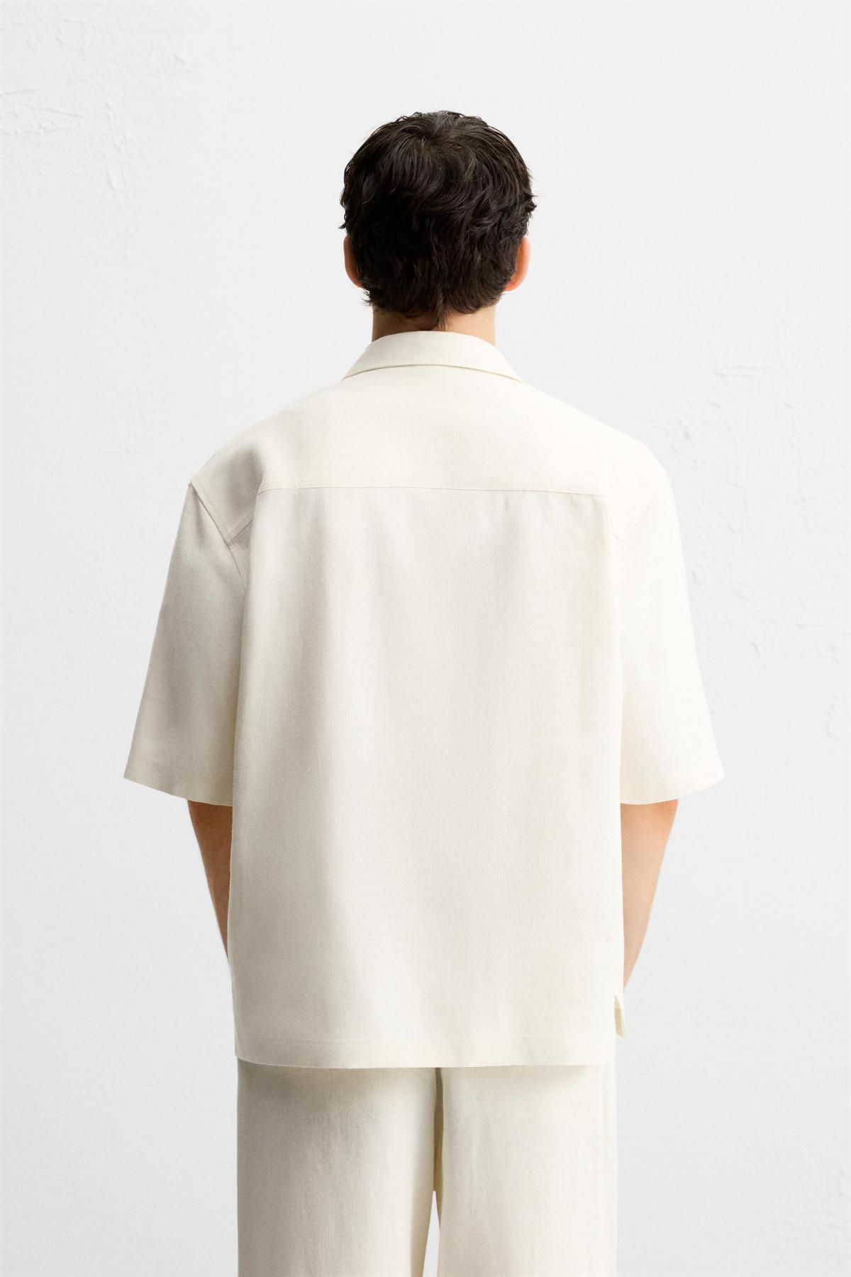 자라 릴렉스핏 비스코스 주트 반팔 셔츠 5769/239 WHITE - 상세 이미지 4