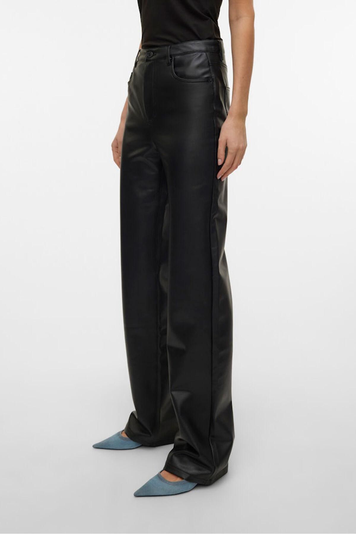 베로모다 페이크 레더 하이웨이스트 와이드 팬츠 6398265 NEGRO - 상세 이미지 4