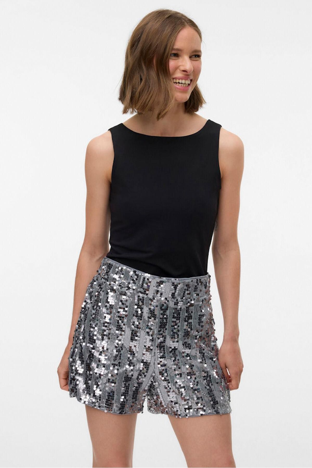 베로모다 글리터 시퀸 파티 여성 반바지 5112031 GRIS - 상세 이미지 4