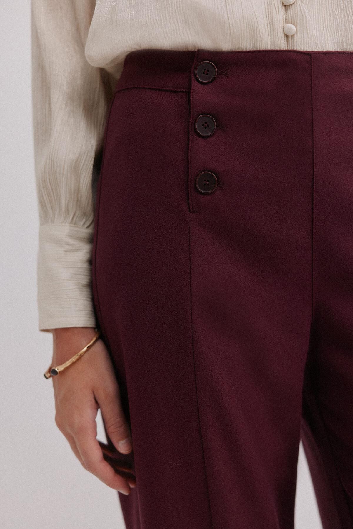 호스 인트로피아 마린 버튼 하이웨이스트 와이드 팬츠 6542830 GRANATE - 상세 이미지 3