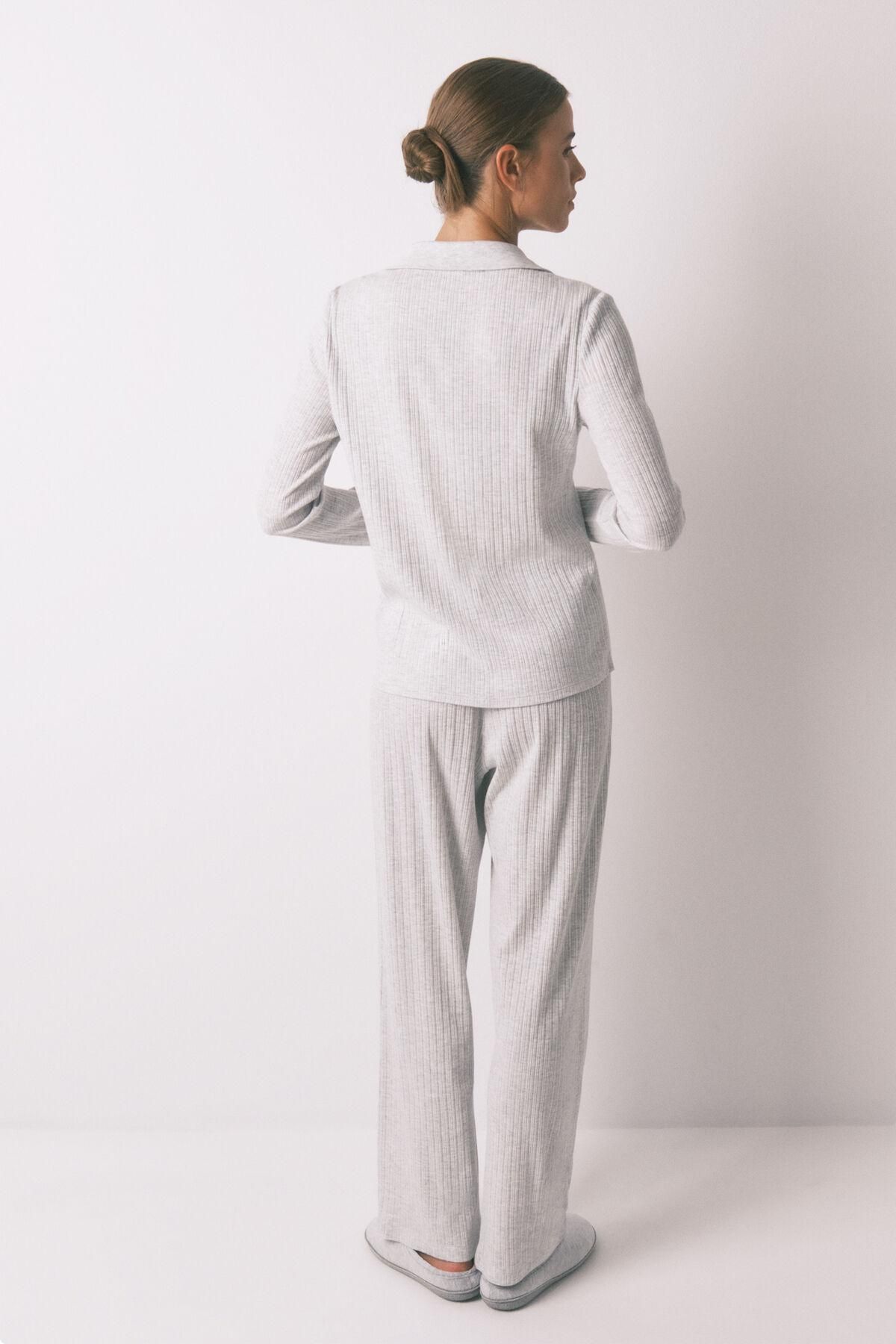 우먼시크릿 코튼 골지 그레이 긴팔 파자마 세트 4752530 GRIS - 상세 이미지 4