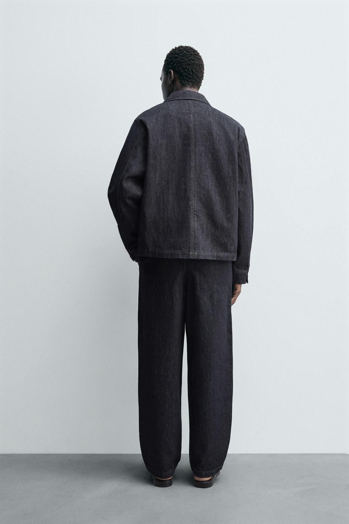자라 릴렉스핏 데님 와이드 치노 팬츠 1300/371 INDIGO - 상세 이미지 4