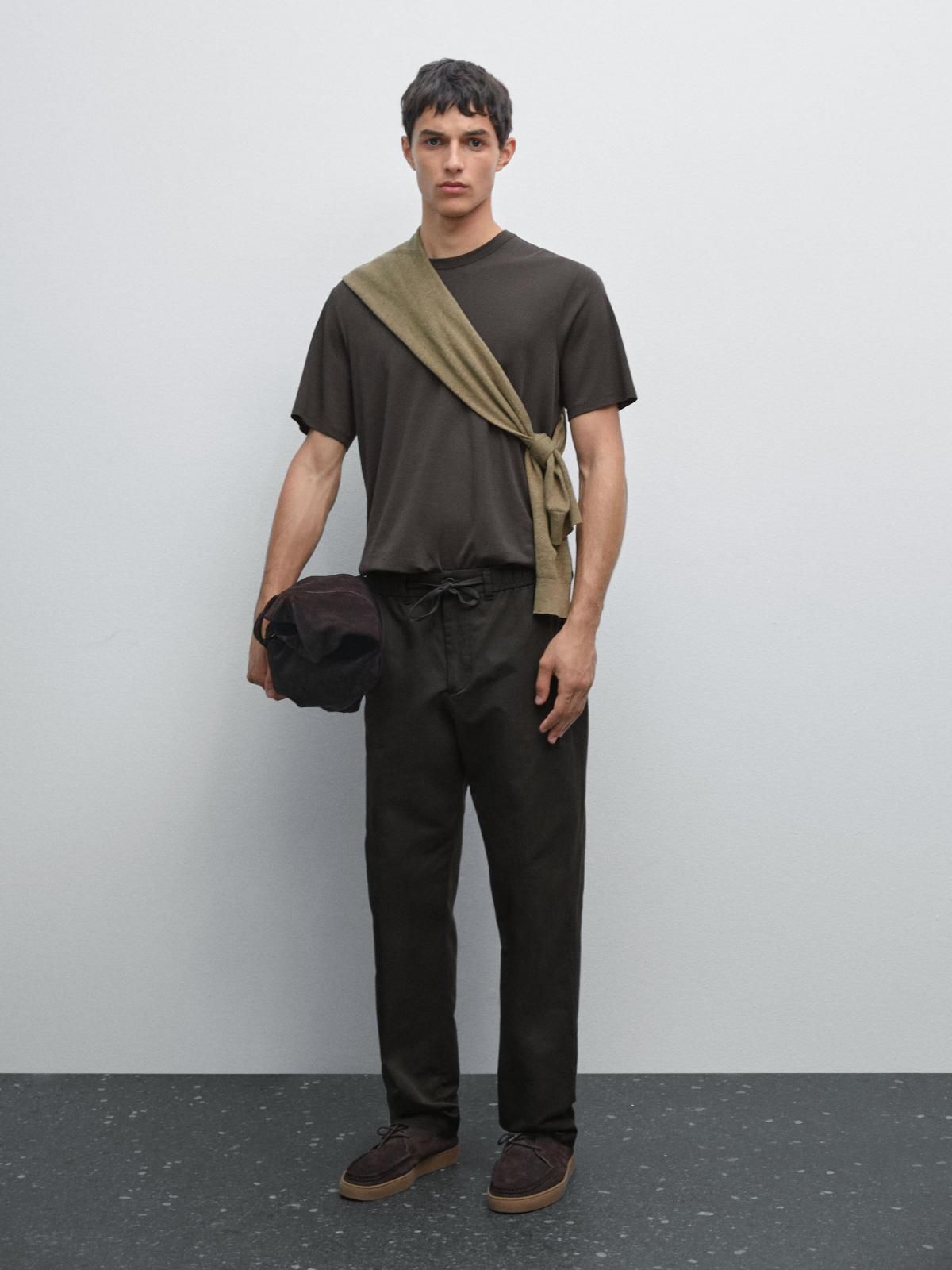마시모두띠 미니멀 코튼블렌드 반팔 티셔츠 1414/207 CHARCOAL GREY - 상세 이미지 2