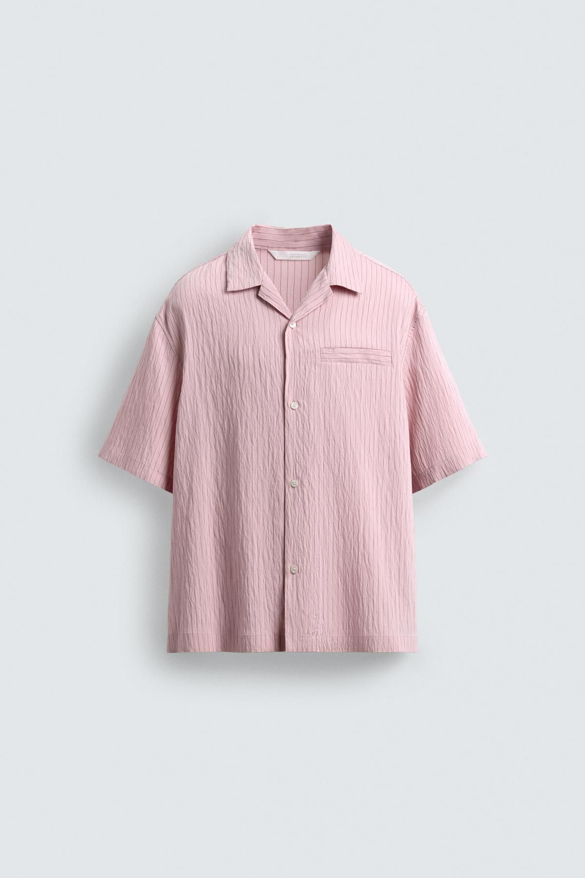 자라 스트라이프 모달 릴렉스핏 반팔 셔츠 4975/153 PASTEL PINK - 메인 이미지