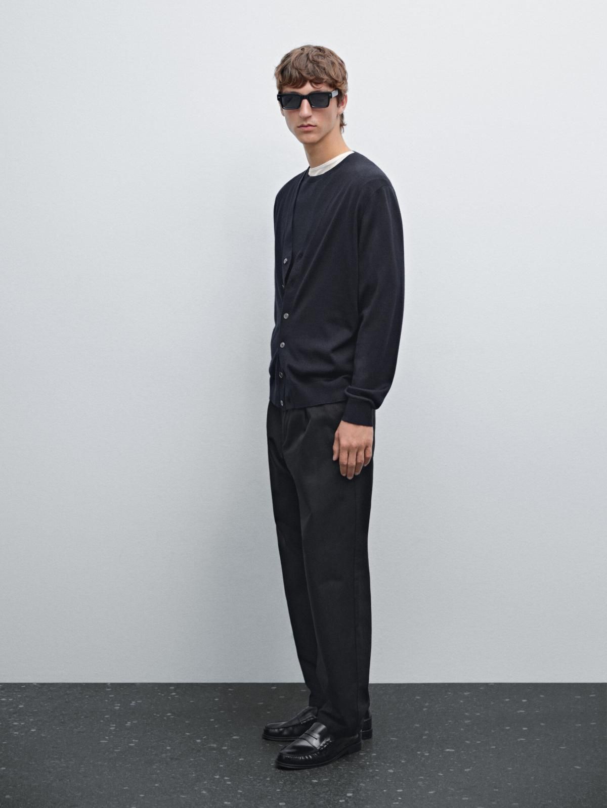 마시모두띠 프리미엄 100 메리노울 브이넥 니트 카디건 0938/210 NAVY BLUE - 상세 이미지 2