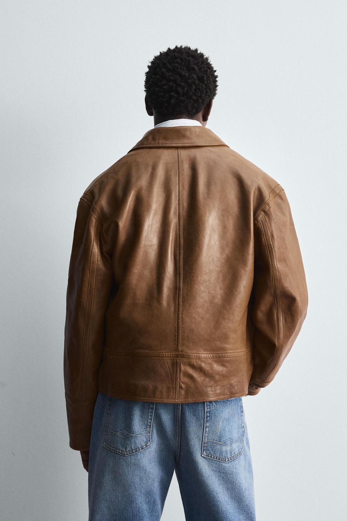자라 빈티지 레더 재킷 5388/420 BROWN - 상세 이미지 4