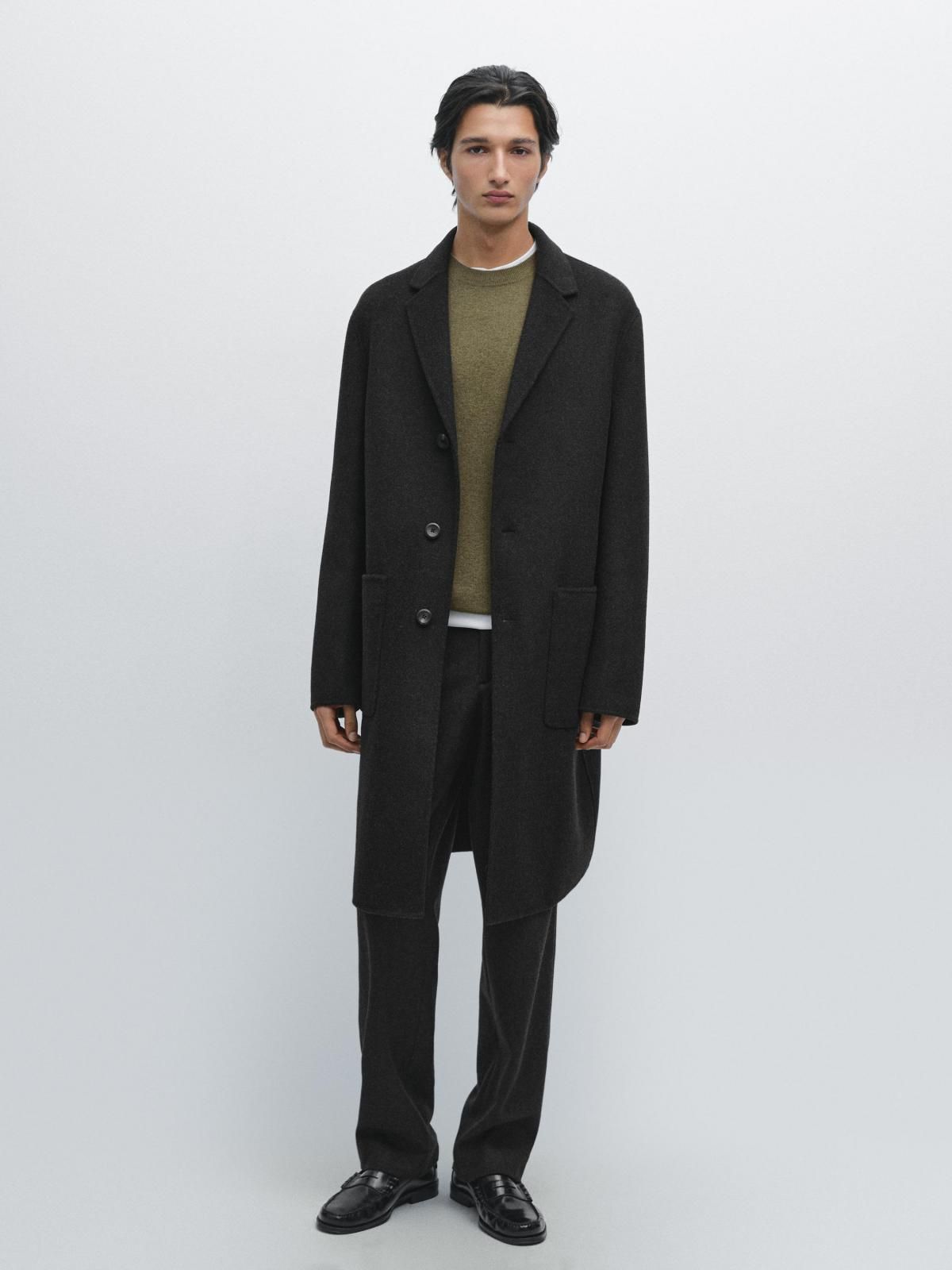 마시모두띠 클래식 울블렌드 라펠카라 블랙 싱글코트 2892/384 DARK GREY - 상세 이미지 2