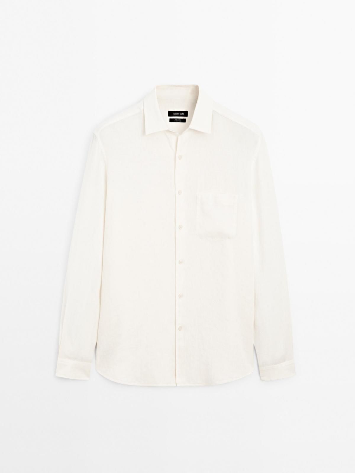 마시모두띠 린넨 레귤러핏 클래식 포켓 화이트 긴팔 셔츠 1751/777 BEIGE - 메인 이미지