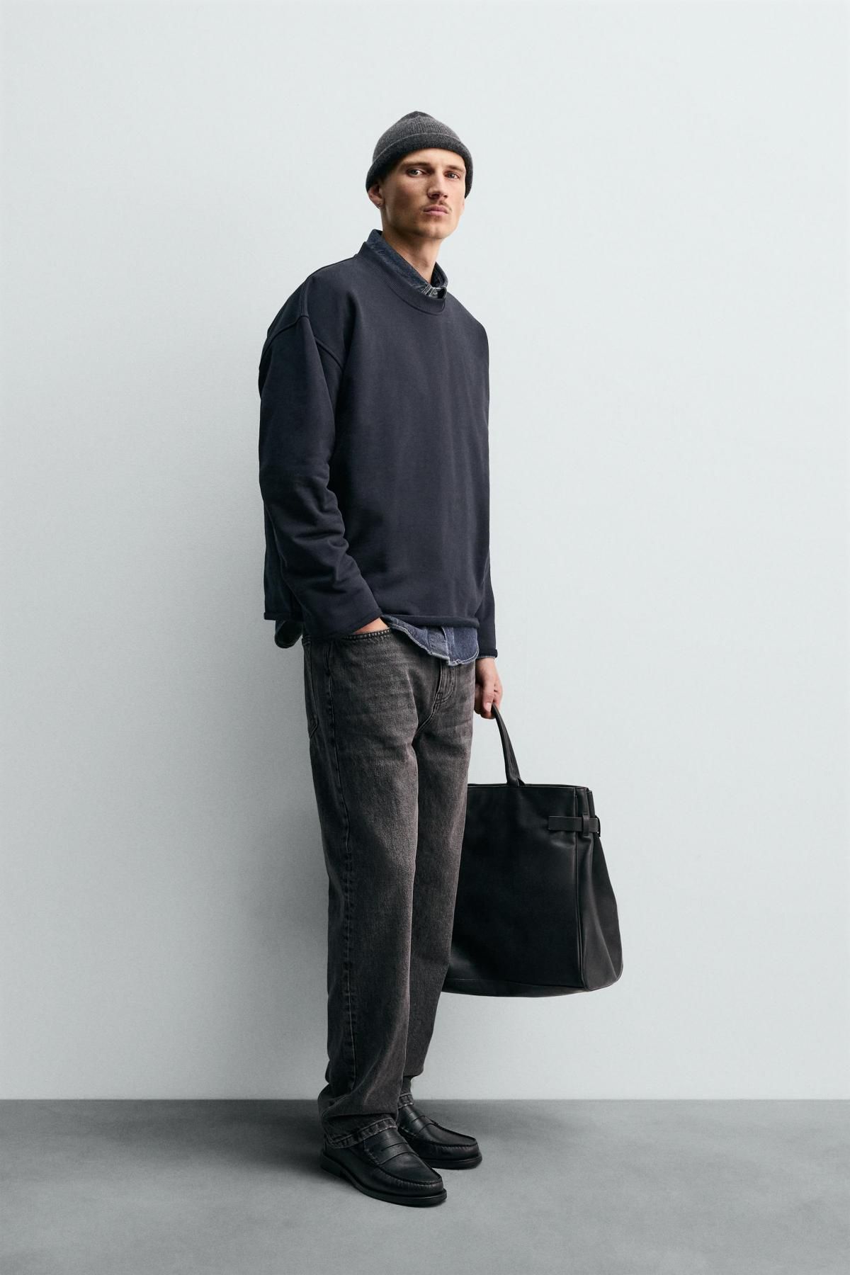 자라 불규칙 마감 크루넥 스웨트셔츠 4087/383 DARK NAVY - 상세 이미지 2