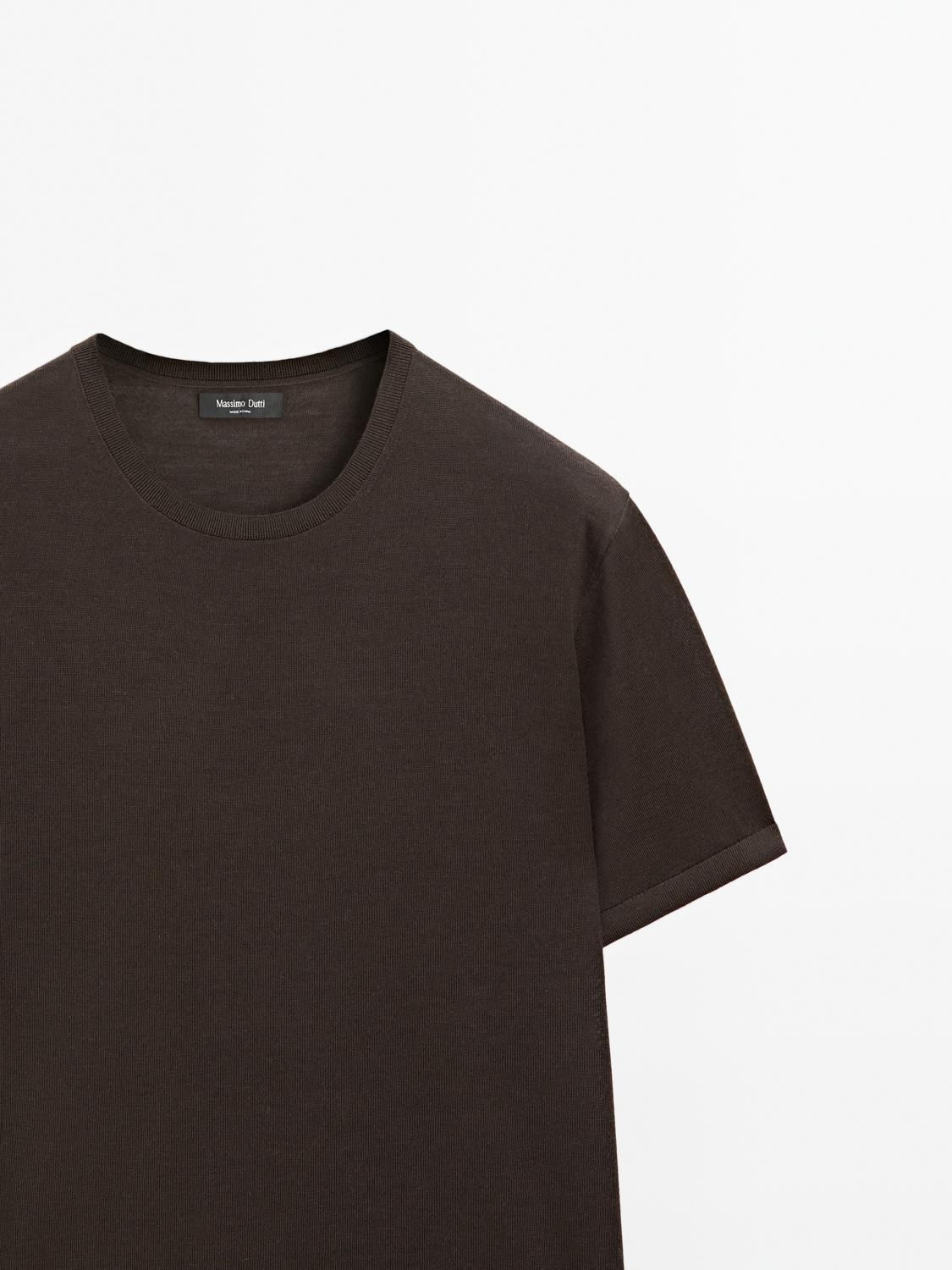 마시모두띠 라운드니트 울블렌드 반팔 니트 티셔츠 0930/210 BROWN - 상세 이미지 5