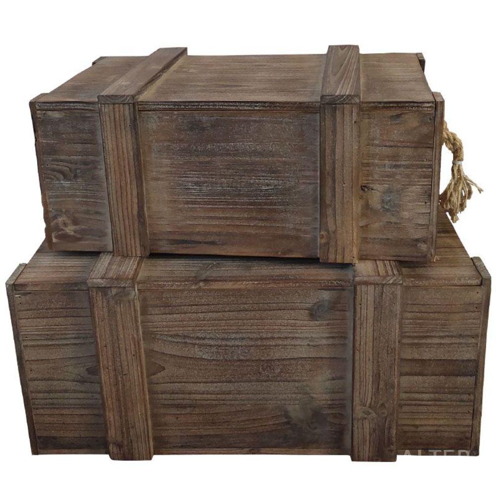 빈티지 우드박스 나무상자 소품 인테리어 수납함 원목 광택 처리 42x26x18cm - 상세 이미지 2