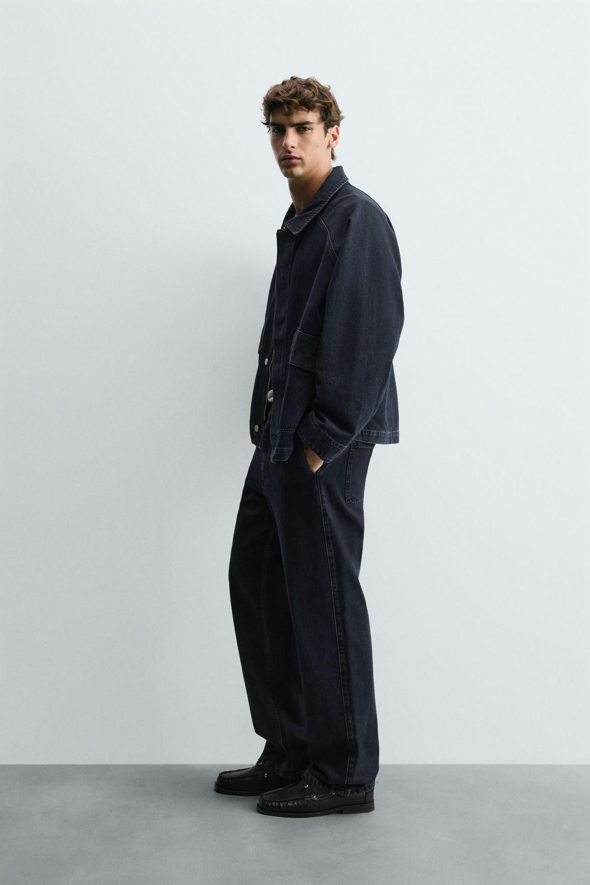 자라 와이드핏 데님 치노 팬츠 3991/302 DARK NAVY - 상세 이미지 5