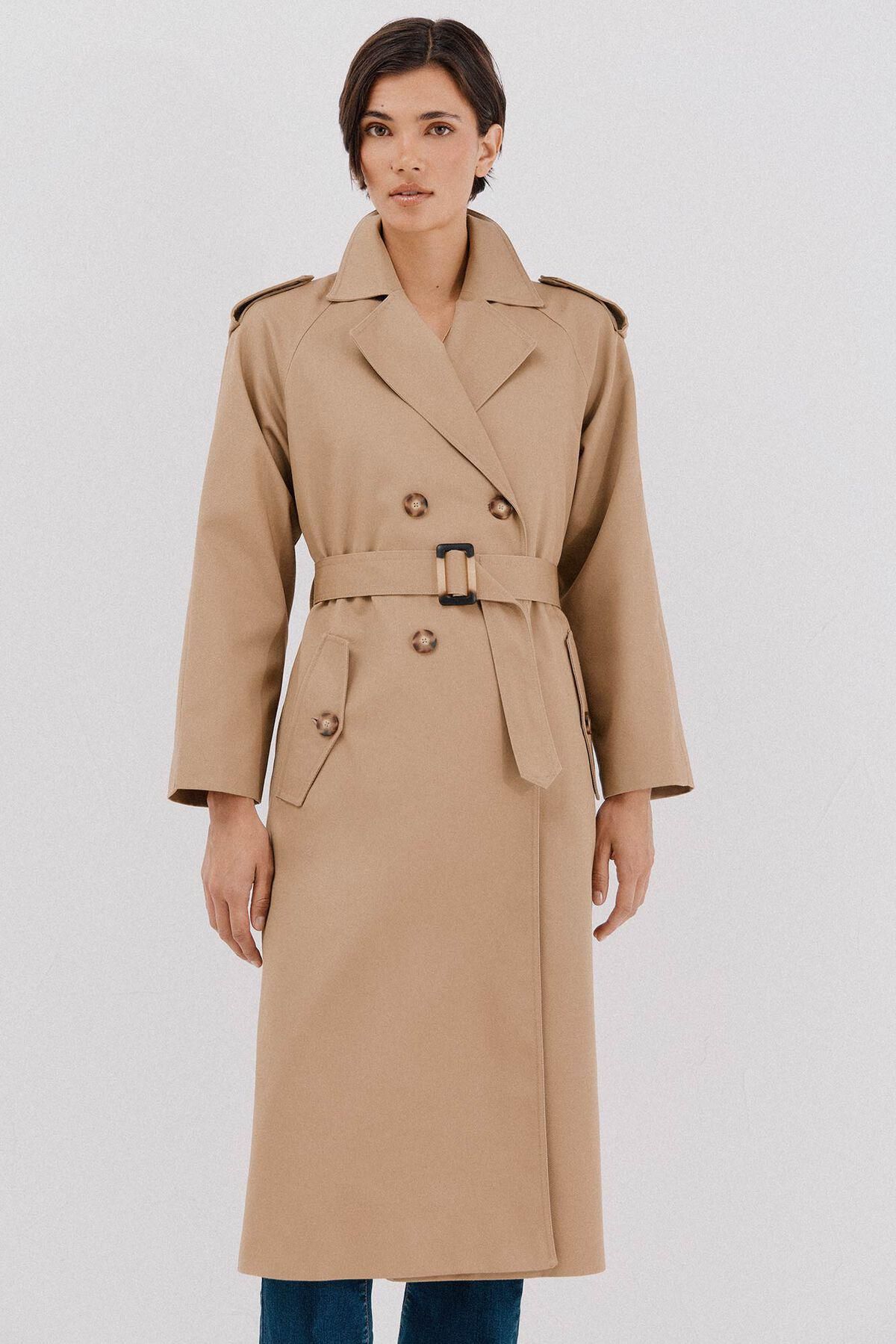 꼬르떼피엘 베이지 더블버튼 벨트 롱 트렌치코트 6612737 BEIGE - 상품 이미지