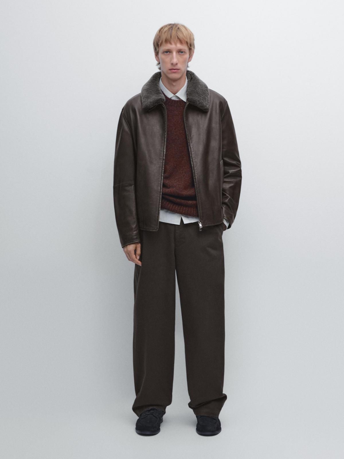 마시모두띠 프리미엄 나파 레더 무스탕 시어링 카라 재킷 3315/465 BROWN - 상세 이미지 2