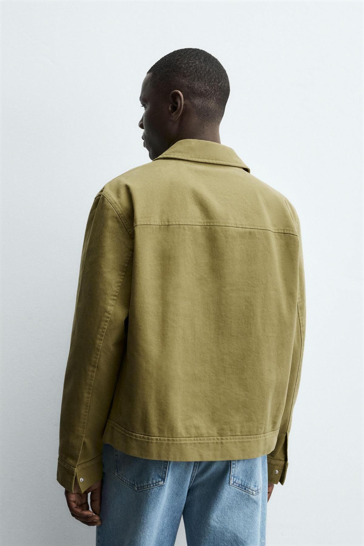 자라 테크니컬 텍스처드 집업 오버셔츠 8574/210 OLIVE GREEN - 상세 이미지 4