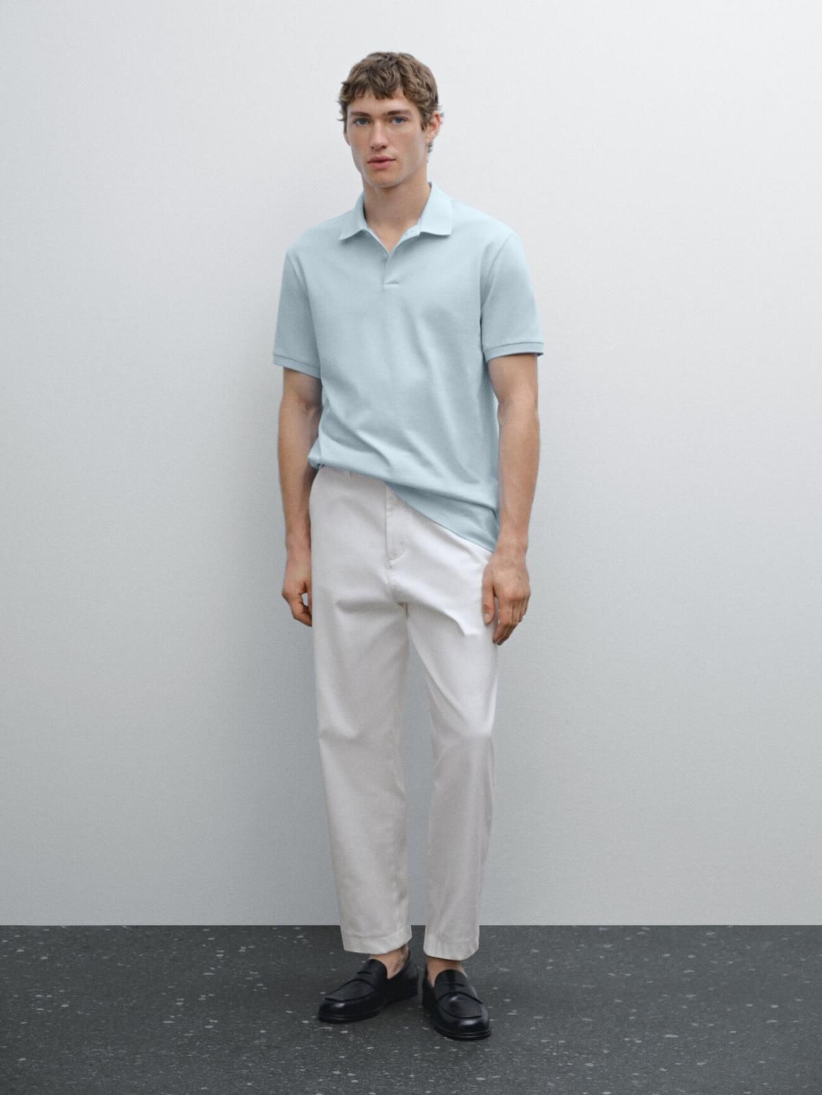 마시모두띠 마이크로 피케 코튼 폴로 셔츠 0744/244 LIGHT BLUE - 상세 이미지 2