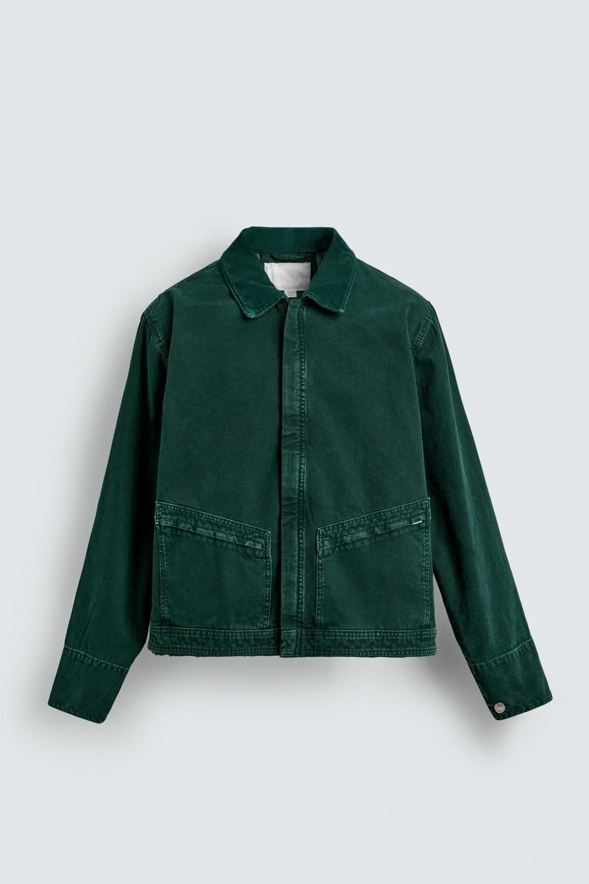자라 테크니컬 크롭핏 데님 재킷 6688/428 GREEN - 메인 이미지