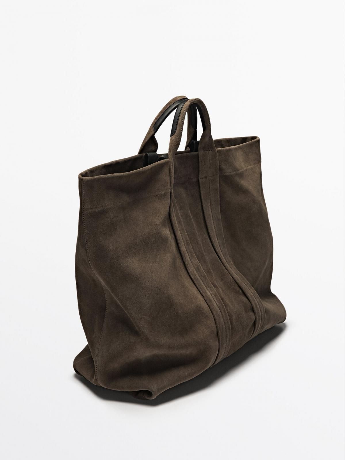 마시모두띠 프리미엄 스웨이드 레더 토트백 SPLIT SUEDE LEATHER SHOPPER BAG 2352/315 KHAKI - 상세 이미지 3