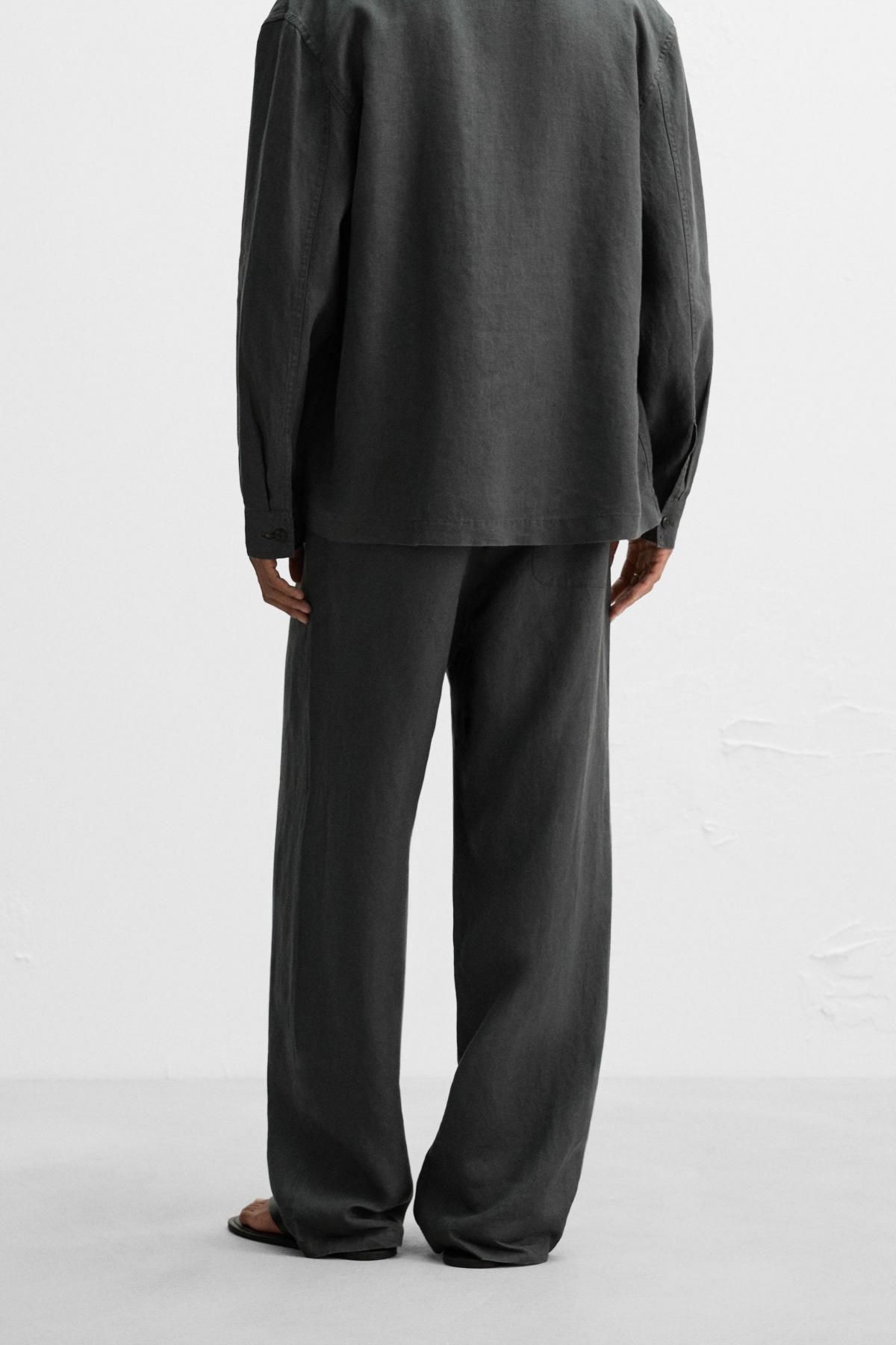 자라 헴프 릴랙스핏 와이드 팬츠 5344/410 ANTHRACITE GREY - 상세 이미지 3