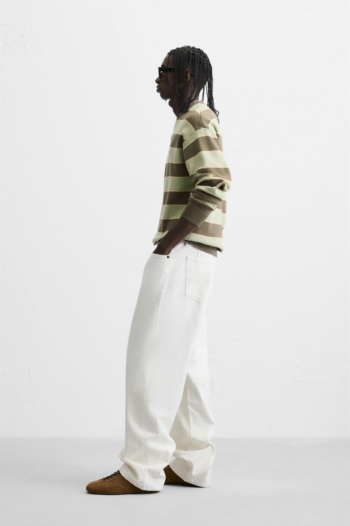 자라 스트라이프 소프트 라운드 니트 스웨터 5755/325 GREEN STRIPE - 상세 이미지 5