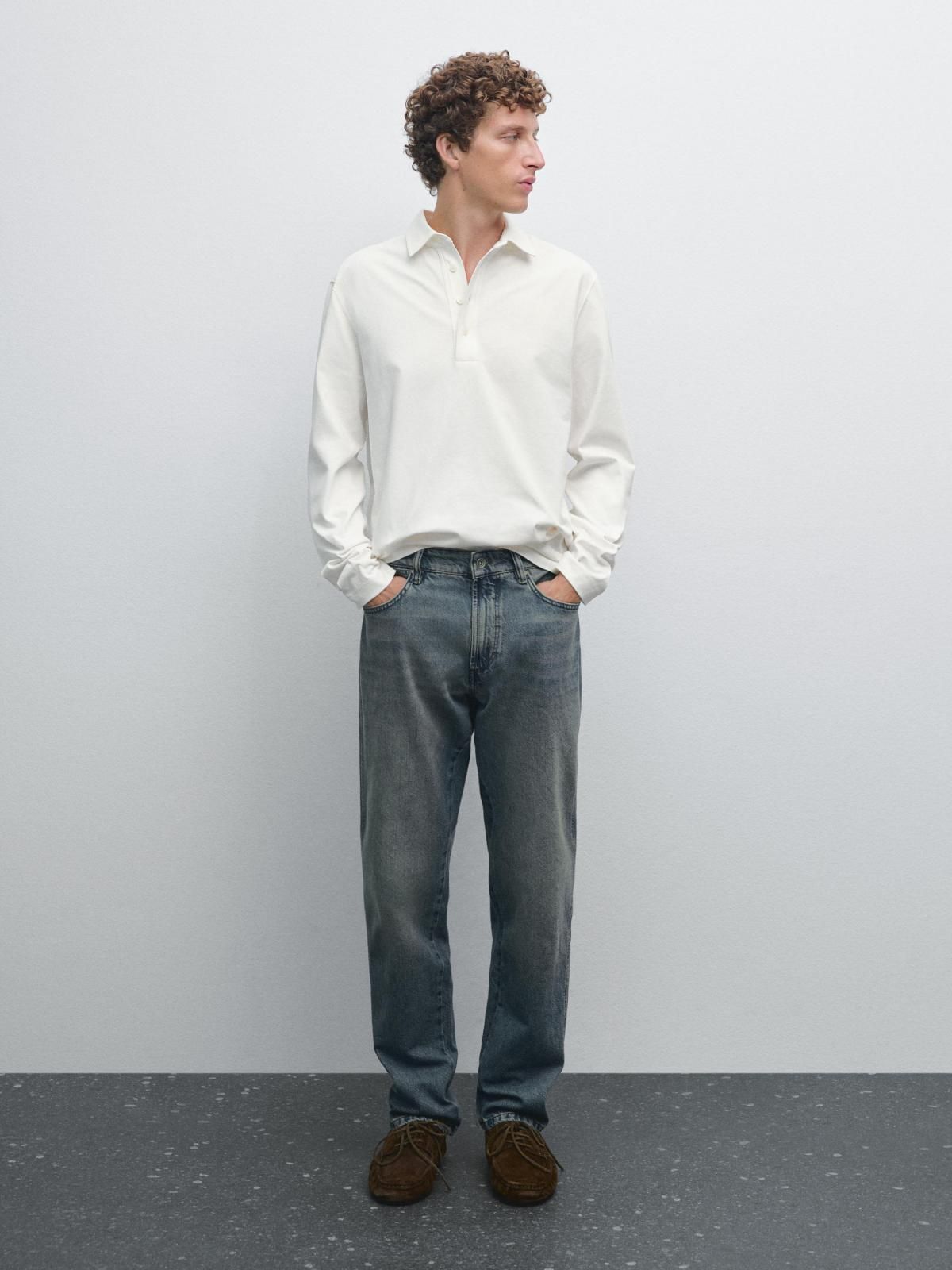마시모두띠 베이직 코튼 긴팔 폴로셔츠 0625/152 OFF WHITE - 상세 이미지 5