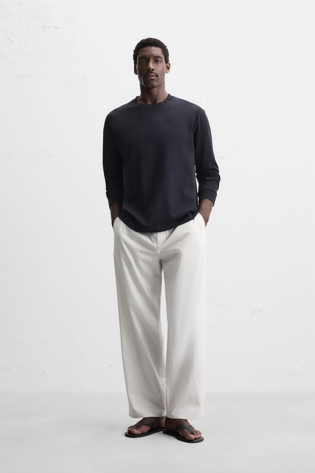 자라 미니멀 코튼 베이직 긴팔 티셔츠 4231/480 DARK NAVY - 상세 이미지 2