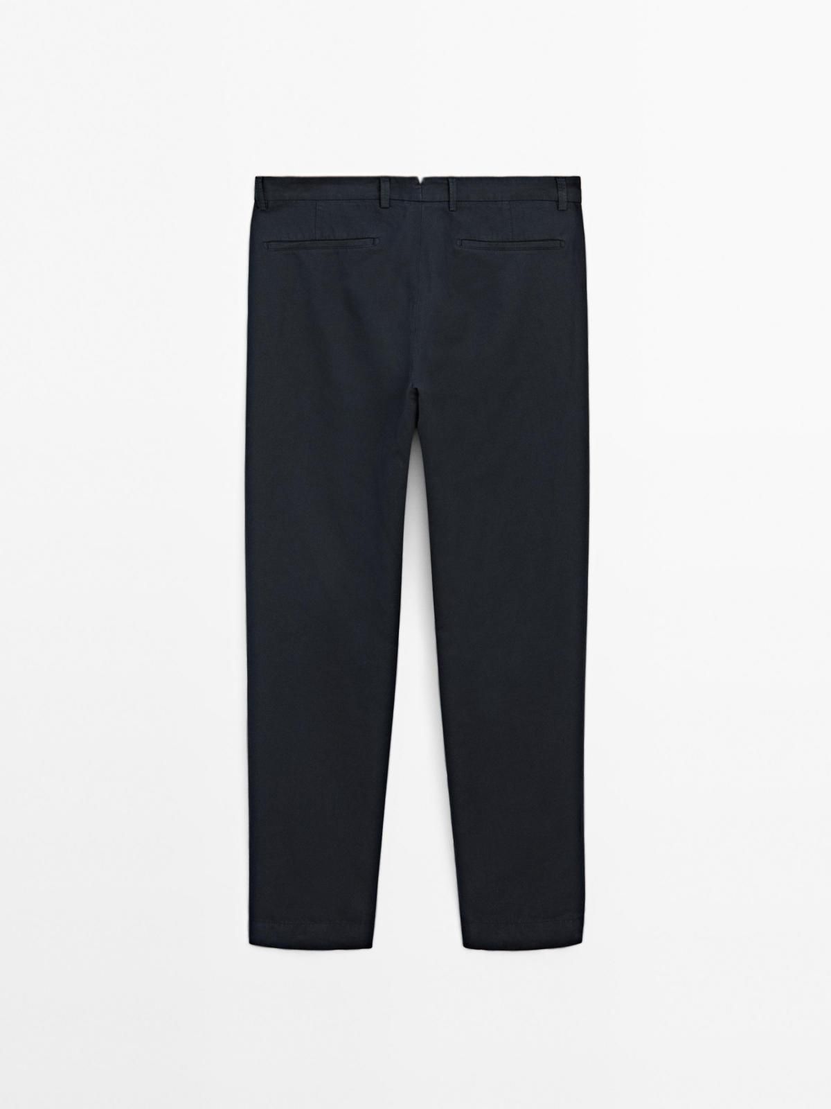 마시모두띠 테이퍼드핏 코튼 린넨 슬랙스 팬츠 0006/004 NAVY BLUE - 상세 이미지 3