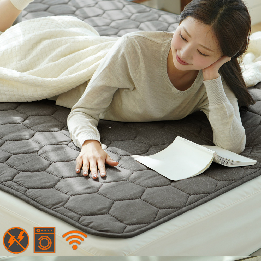 곰표한일 IOT 전자파안심 EMF 라돈안심 카본 탄소매트 스마트 그레이 퀸더블(분리난방)