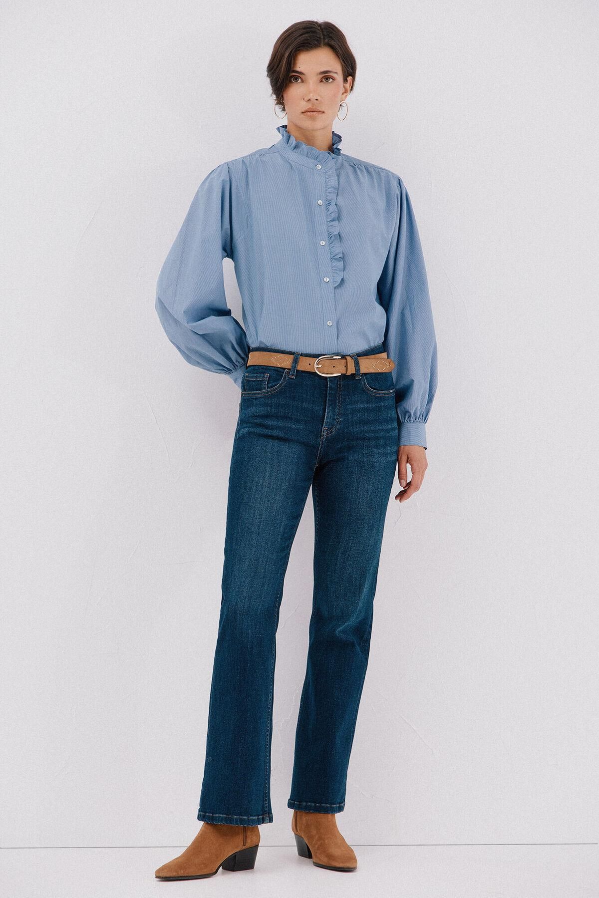 꼬르떼피엘 스트라이프 러플넥 블라우스 5702215 ESTAMPADO AZUL - 상세 이미지 5