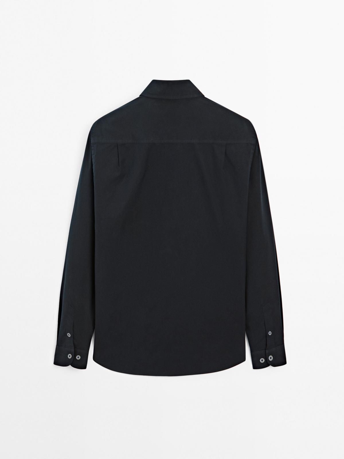 마시모두띠 미니멀 레귤러핏 코튼 실크 긴팔 셔츠 1787/411 NAVY BLUE - 상세 이미지 3
