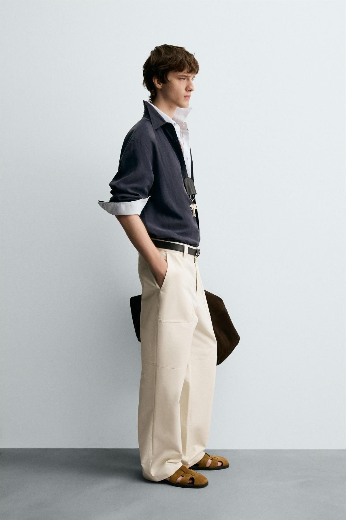 자라 테크니컬 릴랙스핏 플루이드 긴팔 셔츠 0706/361 DARK NAVY - 상세 이미지 5