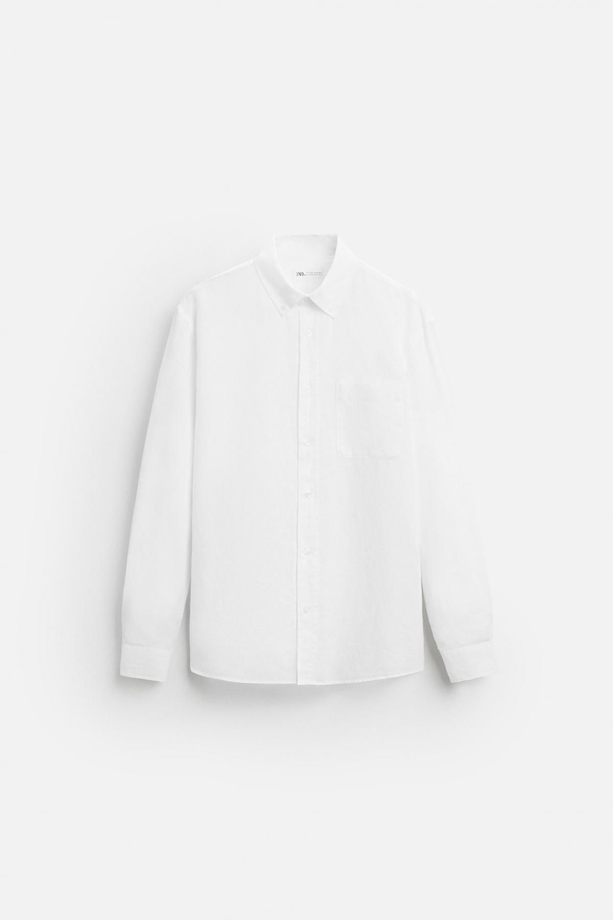 자라 프리미엄 린넨 코튼 긴팔 셔츠 1063/305 WHITE - 메인 이미지