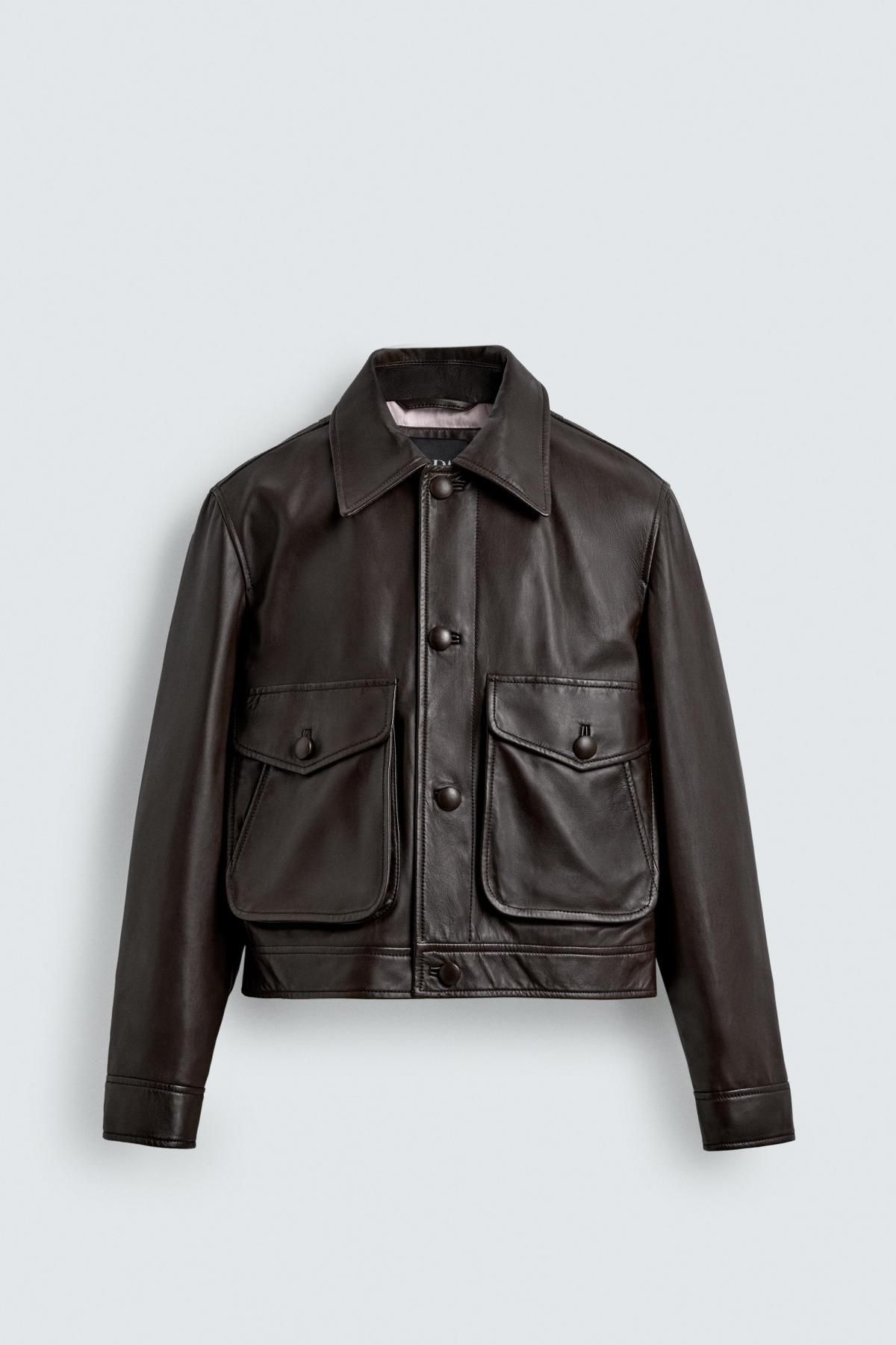 자라 프리미엄 레더 재킷 X 해리 램버트 디즈니 5127/300 DARK BROWN - 메인 이미지