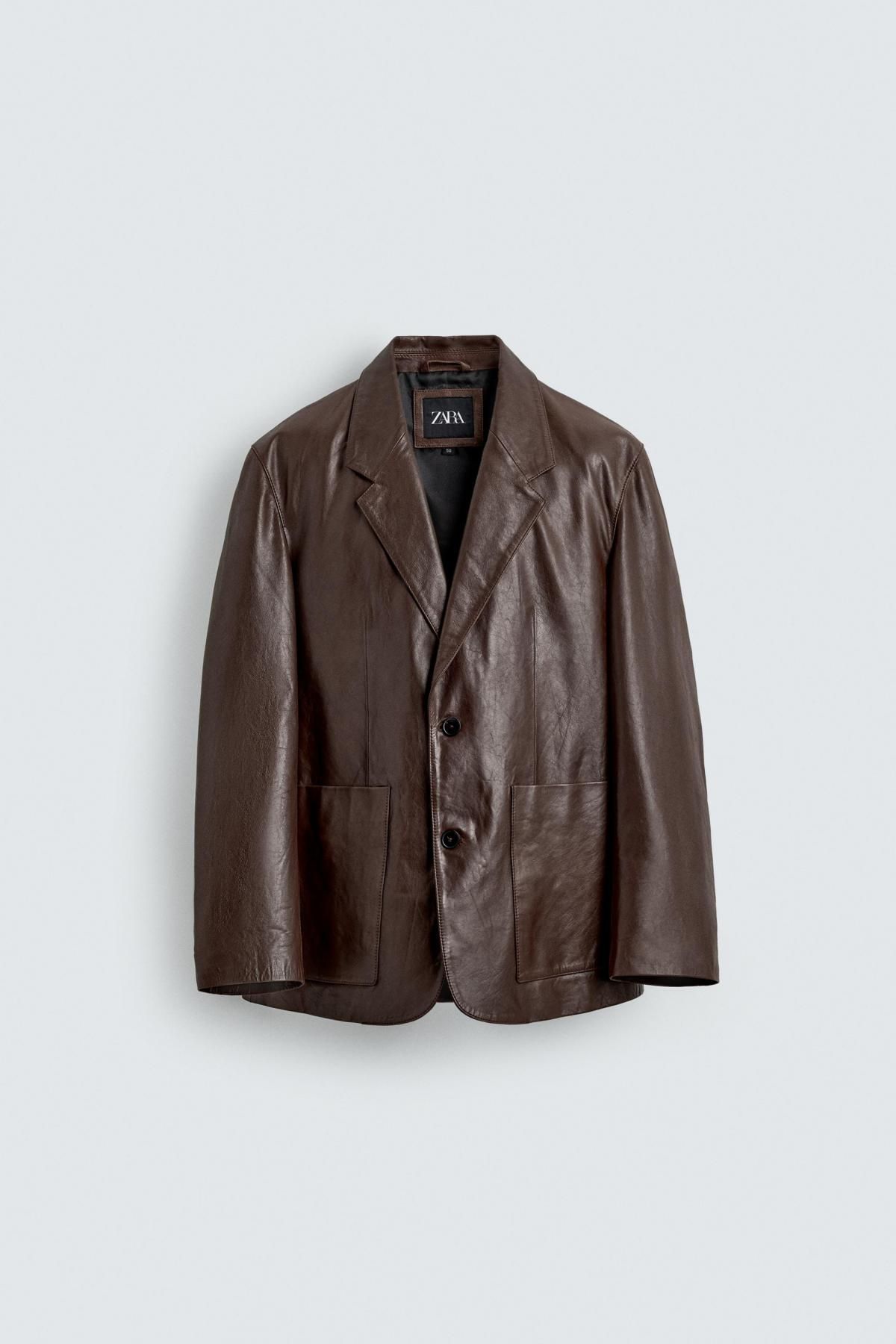 자라 프리미엄 레더 테일러드 블레이저 4720/301 BROWN - 상품 이미지