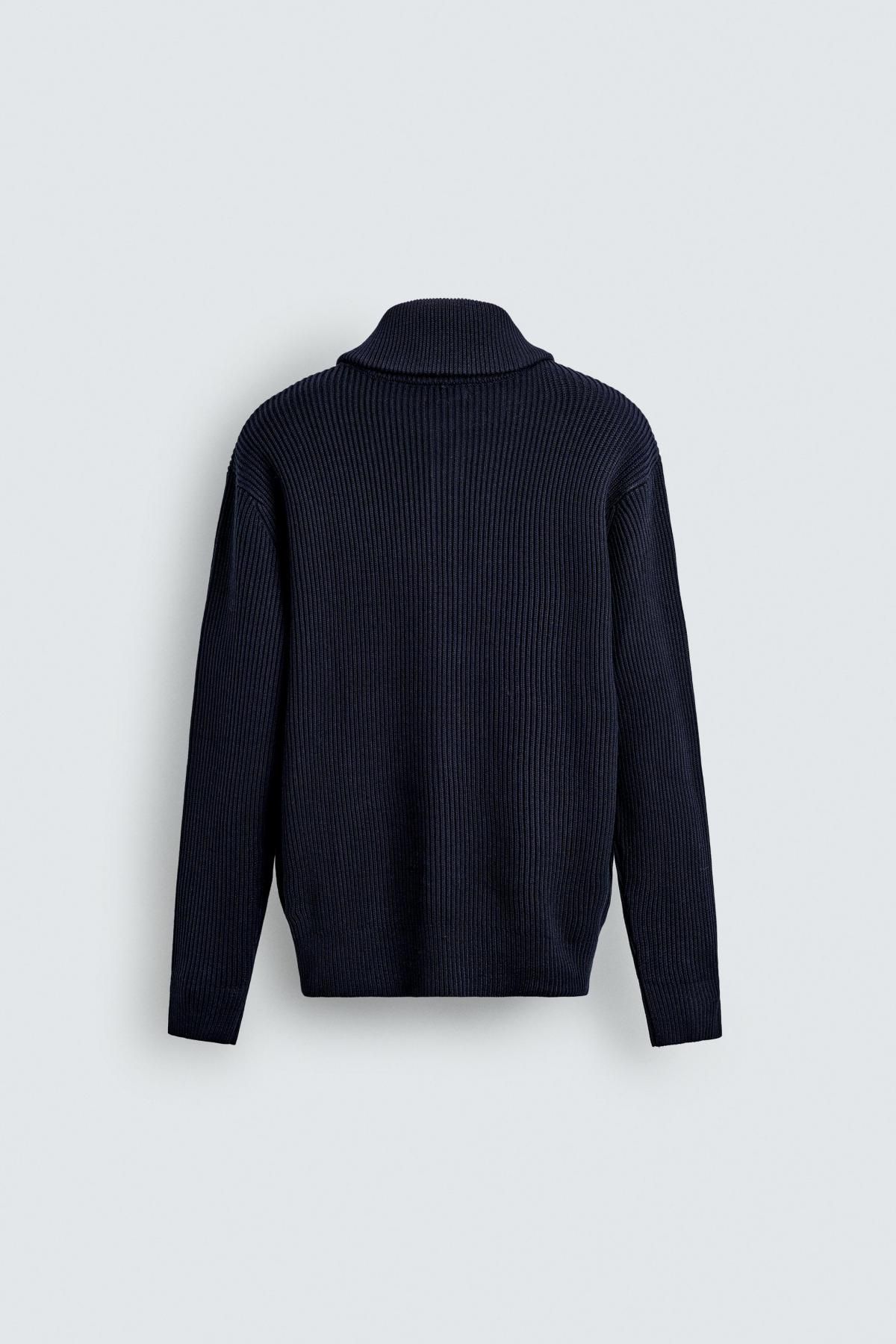 자라 테크니컬 하이넥 집업 니트 가디건 9598/398 NAVY BLUE 이미지 8