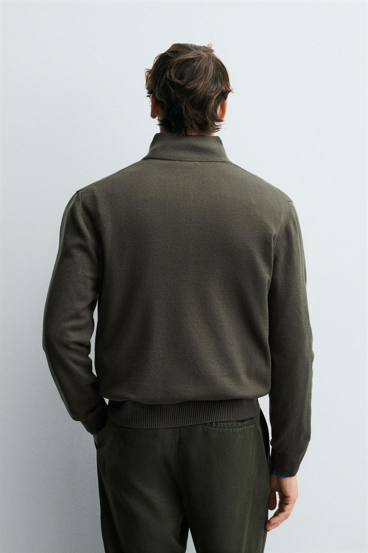 자라 테크니컬 하이넥 버튼업 니트 스웨터 9598/332 GREY GREEN - 상세 이미지 4