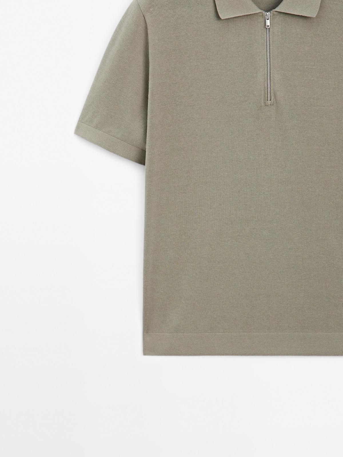 마시모두띠 미니멀 코튼 니트 지퍼넥 폴로 반팔셔츠 0940/201 TAUPE GREY 이미지 7