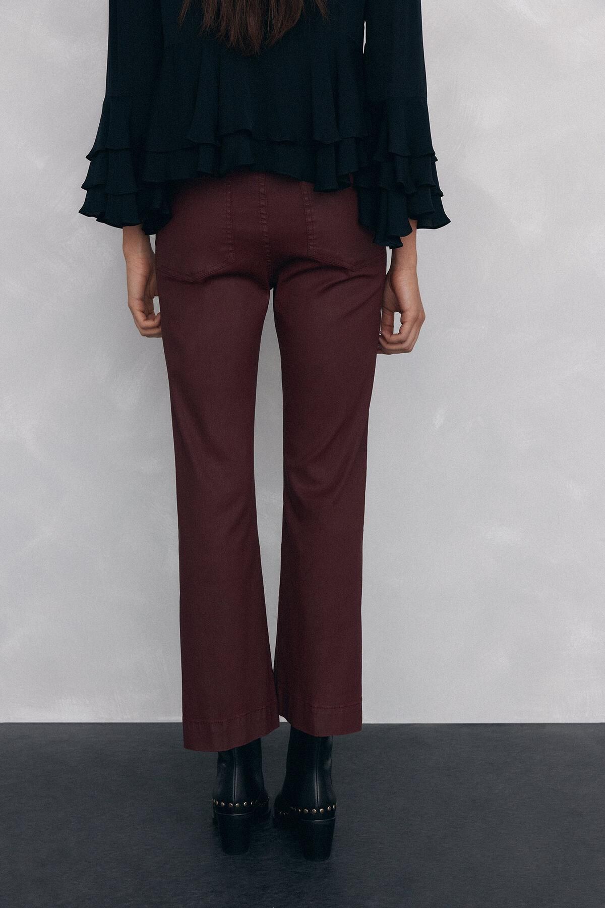 페드로 델 이에로 에코 레더 플레어 크롭 부츠컷 팬츠 7602532 BURDEOS - 상세 이미지 4