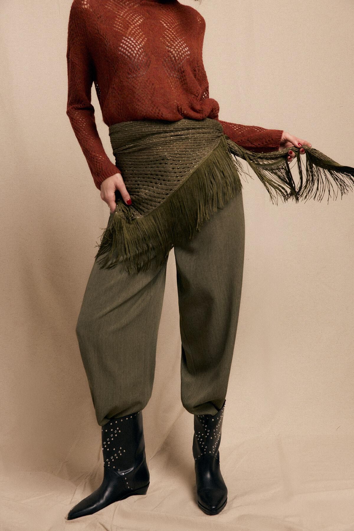 슬로우러브 에코 와이드 더블핀턱 슬랙스 팬츠 3722145 KAKI - 상세 이미지 2