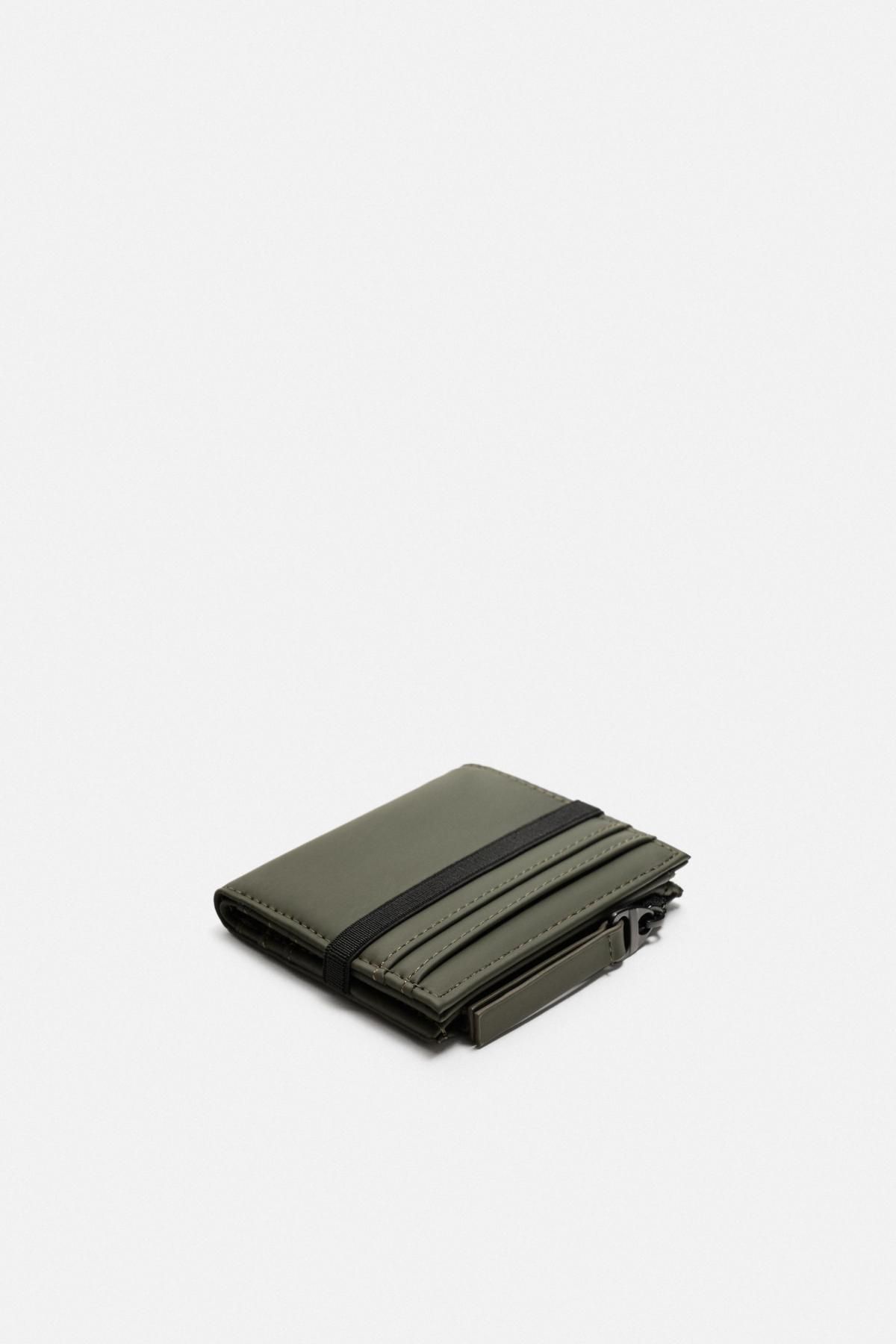 자라 러버라이즈 미니멀 코인포켓 반지갑 3801/620 KHAKI GREEN - 상세 이미지 2