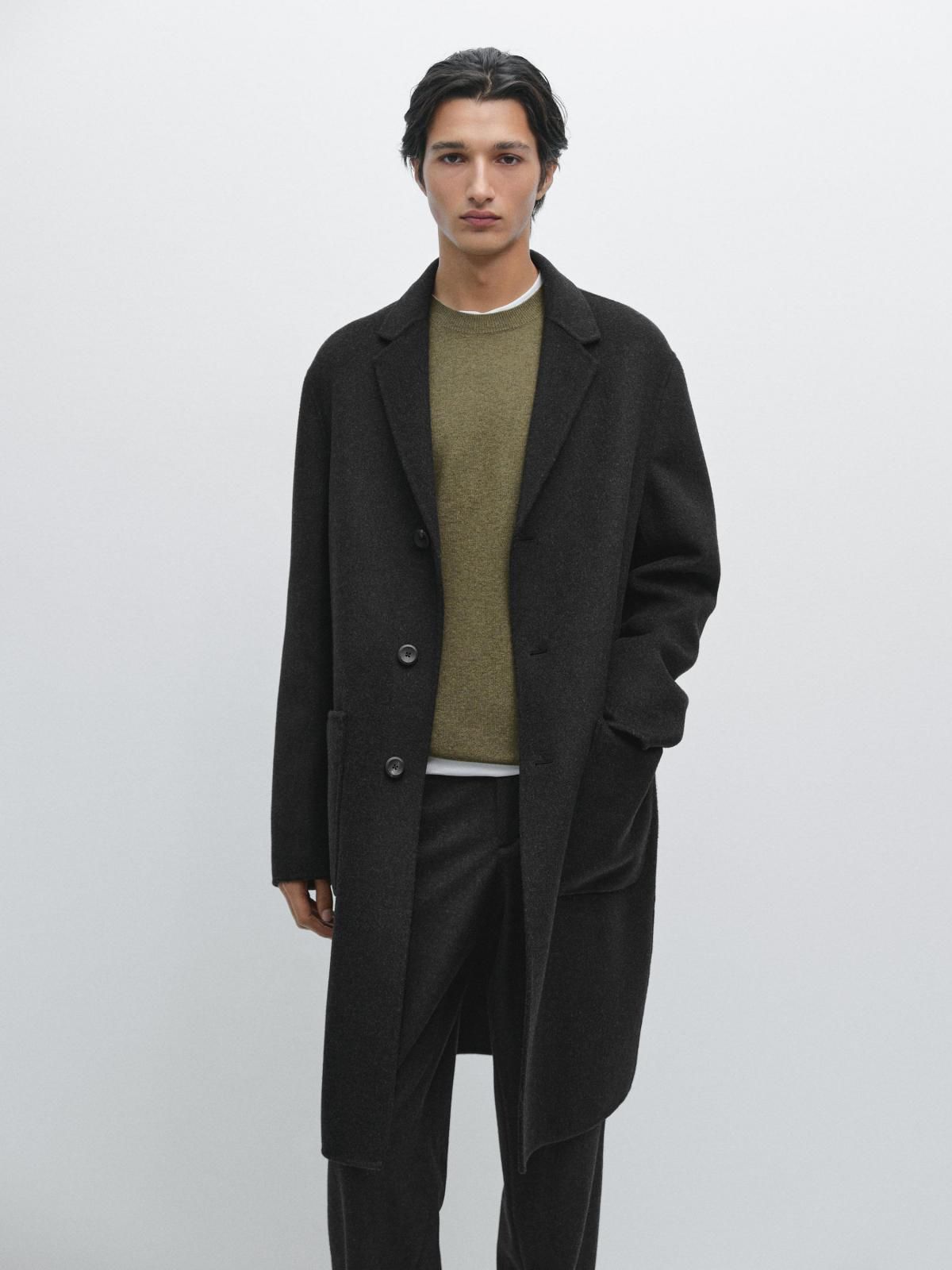 마시모두띠 클래식 울블렌드 라펠카라 블랙 싱글코트 2892/384 DARK GREY - 상세 이미지 3