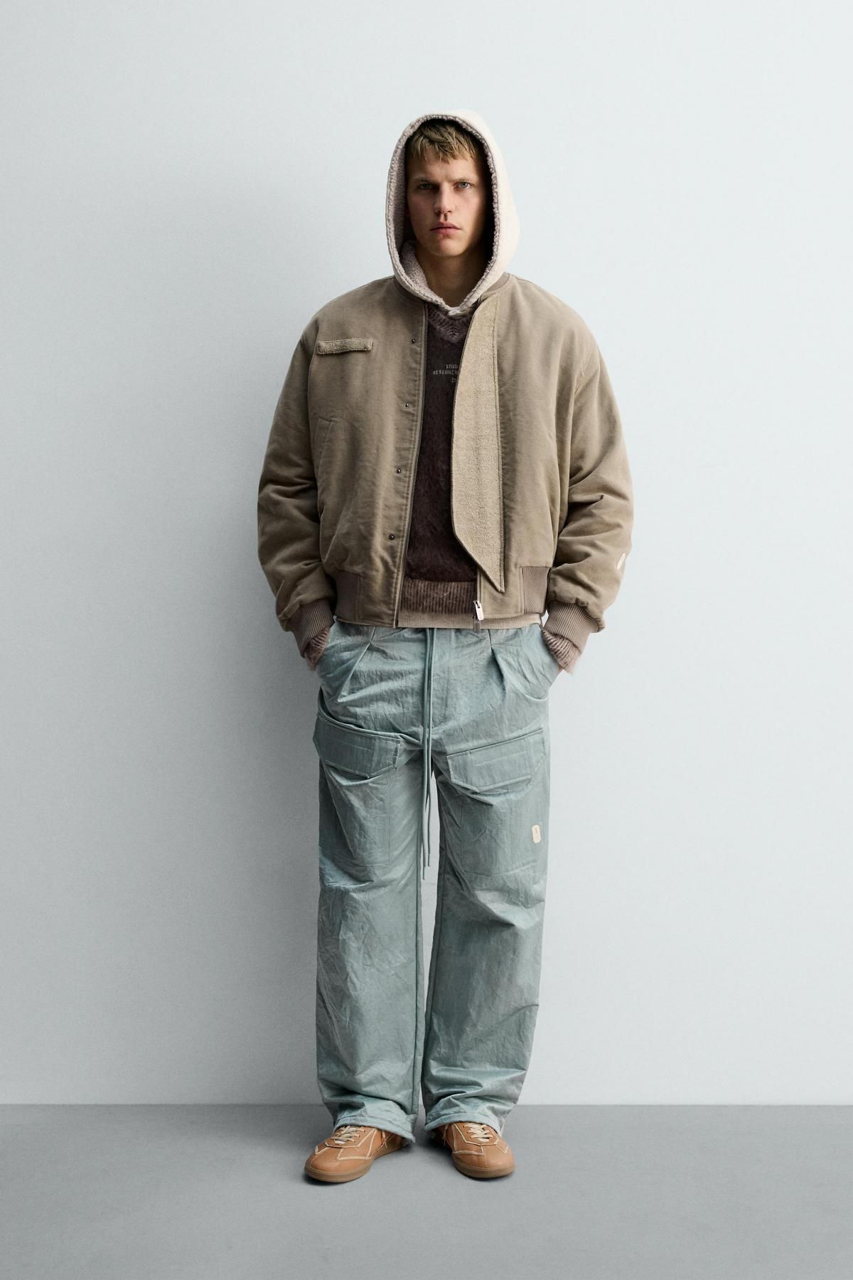 자라 박시핏 텍스처 봄버 재킷 X SRA 3918/154 TAUPE GREY - 상세 이미지 2