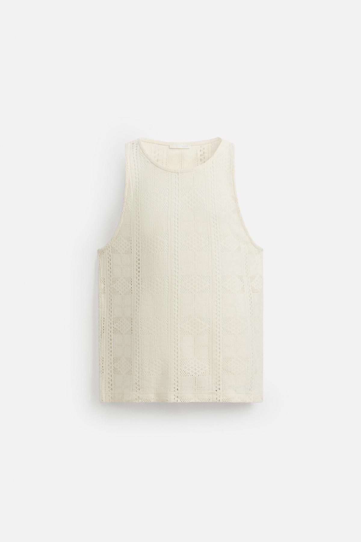 자라 오픈워크 니트 민소매 탱크탑 3992/351 OYSTER-WHITE - 메인 이미지